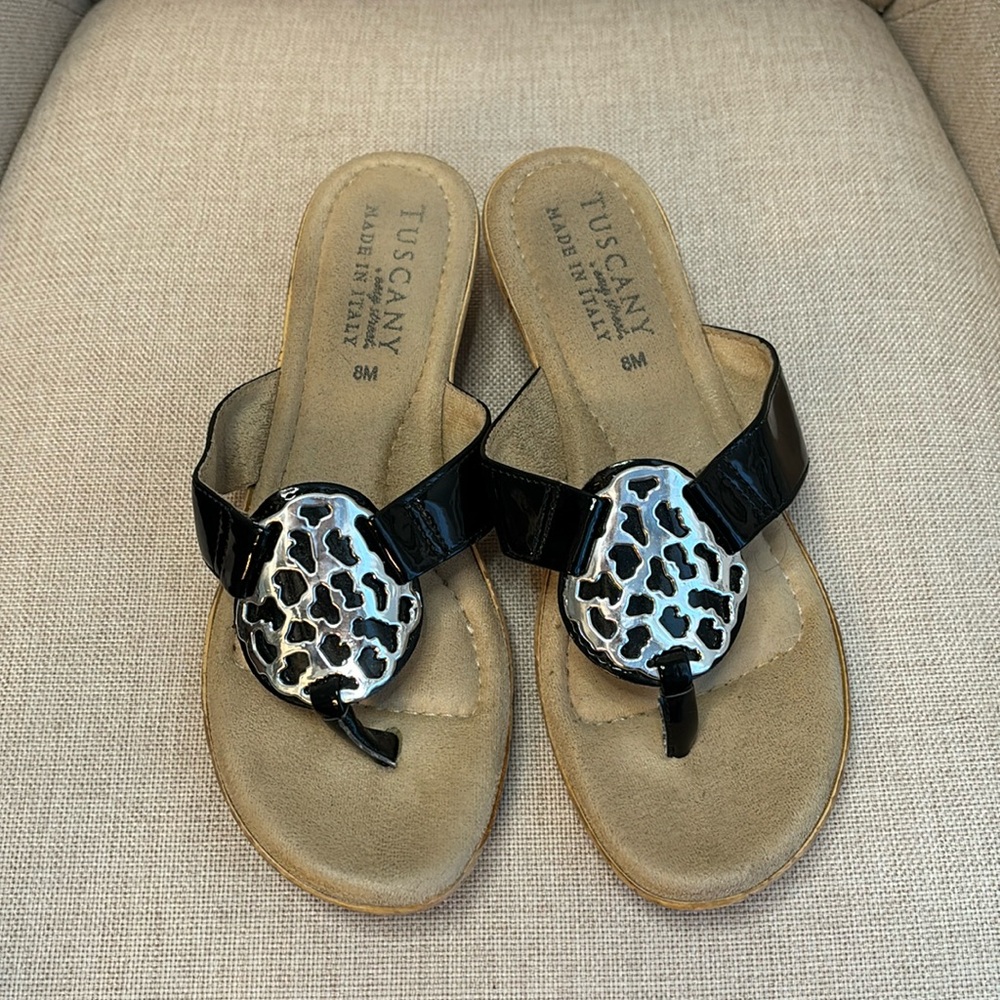 Tuscany easy street black patent sandals
